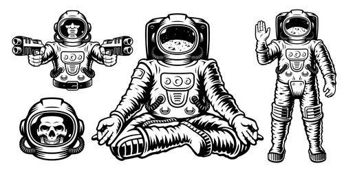 astronaut graphics set with isolated elements Vector Image