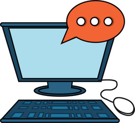 Computer with speech bubble icon vector