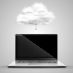 notebook is connecting to cloud vector image