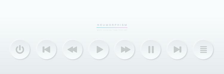 set of white play button icons neumorphic ui vector image