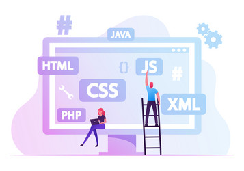 Software Developers Building Website vector image