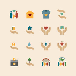 Charity Icons - Helping Hands Vector Image