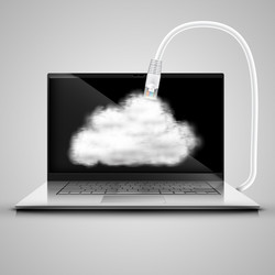 notebook is connecting to cloud vector image