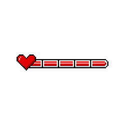 pixel game indicator with red heart full life bar vector image