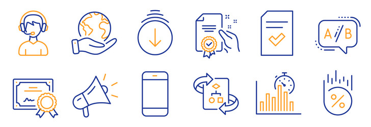 set technology icons such as scroll down vector image