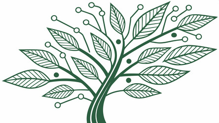 digital tree with circuit board leaves design vector image