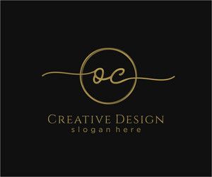 initial oc handwriting logo with circle template vector image