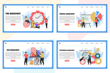 set of web page design templates for management vector image