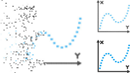 damaged pixelated halftone dotted function graph vector