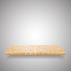 Empty wooden shelf on gradient background vector