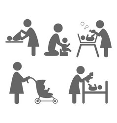 family and baby flat icons isolated on white vector