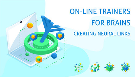 isometric brain development concept creating neur vector image