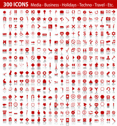 Red Web Icons Set - Shadow Effect vector image