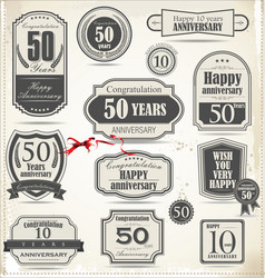 Retro Anniversary Celebration Badges Vector Image