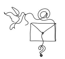 abstract paper envelope with bird and question vector image