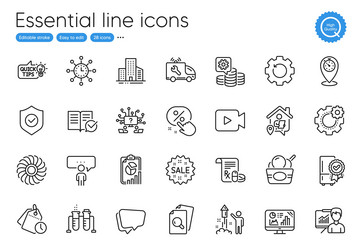 analytics graph sale and security shield line vector image