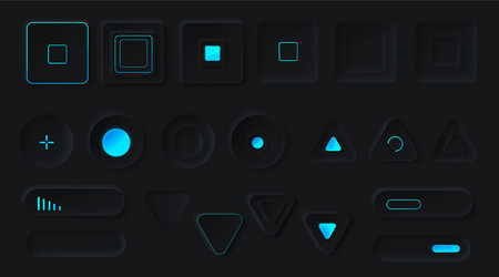 Neon Control Buttons - UI Set vector image