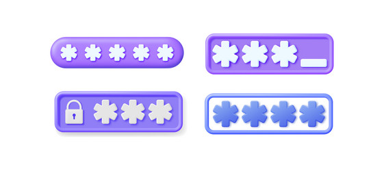 password field input 3d set user interface vector image