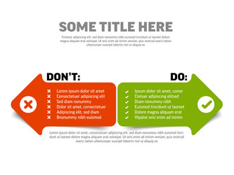 pros and cons do dont compare template table vector image