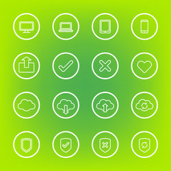 white line web icon set with circle frame vector image