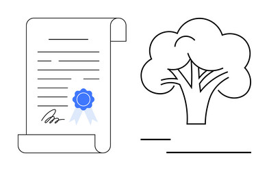 certification document and tree representing vector image