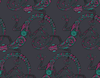 Hand drawn lizard or salamander with ethnic tribal