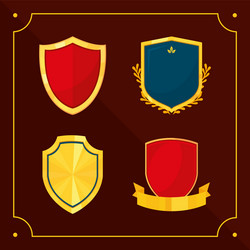 medieval shields icon set colorful design vector image