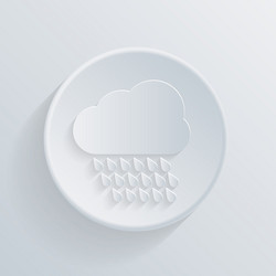 Paper flat icon cloud rain Royalty Free Vector Image