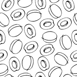 seamless pattern with hand drawn fruits elements vector image