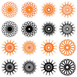 set of swirl rounded design elements vector image