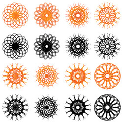 Set of swirl rounded design elements vector