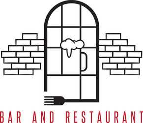 window with beer mug and fork design template vector image