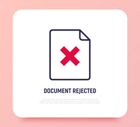 document rejected sheet with cross mark thin vector image