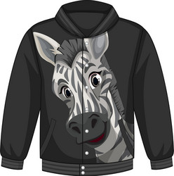 Front bomber jacket with zebra pattern vector