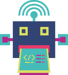 isolated website code and robot design vector image