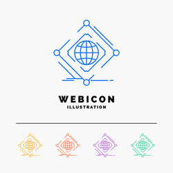 Complex global internet net web 5 color line vector