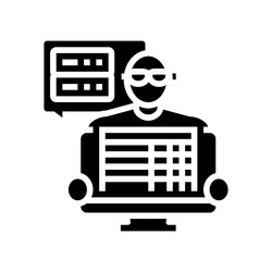 Data entry clerk glyph icon vector