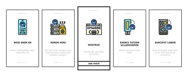 data recovery computer processing onboarding icons vector image