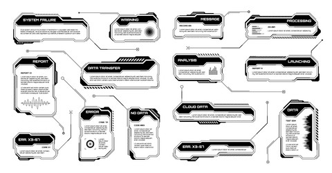black futuristic hud ui elements sci-fi user vector image