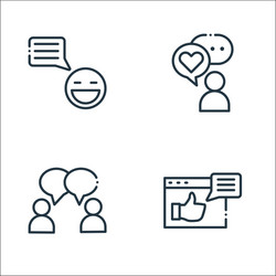 chatting and communication line icons linear set vector image