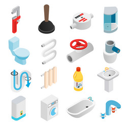Bathroom isometric set controlled shower washing Vector Image
