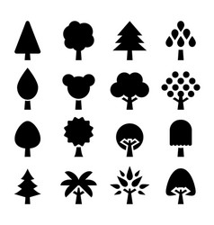 Tree Icon Set - Botanical Style vector image