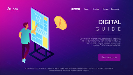 digital guide isometric 3d landing page vector image
