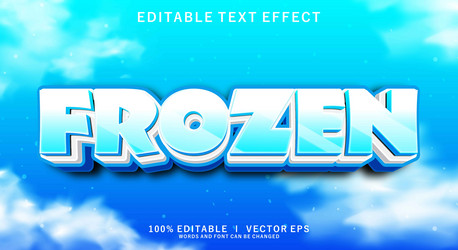frozen 3d text effect with modern style design vector image