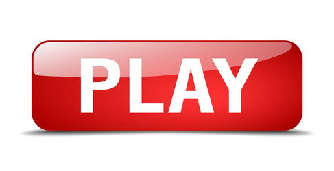 play red square 3d realistic isolated web button vector image