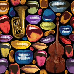 seamless pattern with colored lips that smile vector image