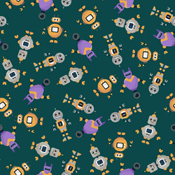 seamless pattern with funny robots vector image