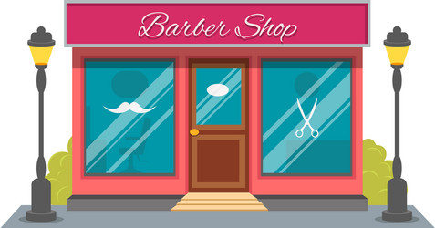 street building facade barbershop front shop vector