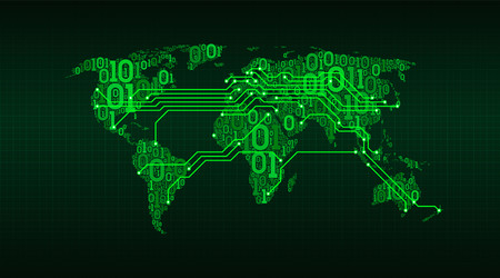 Abstract world map from a digital binary code Vector Image