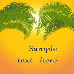 leaves of palm tree on orange background Vector Image